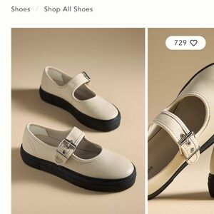 EUC Maeve Cream Mary Jane Flats with Black Soles